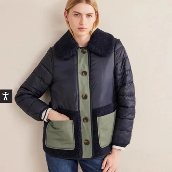 Boden Jackets Coats Boden Quilted Borg Jacket Navy Poshmark